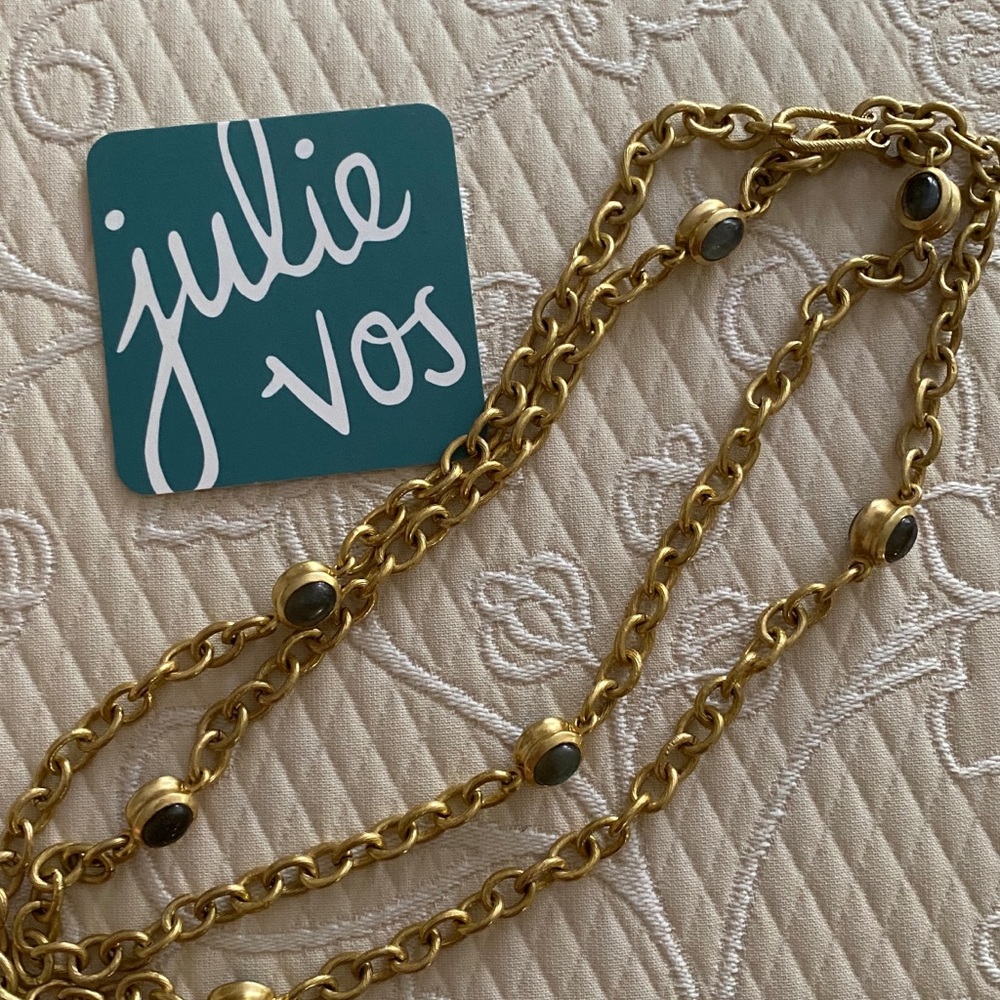 Early Julie Vos 40” long labradorite 7 station necklace